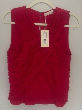 Ramy Brook Raspberry Pleated Sleeveless Top 🦋 NWT   S